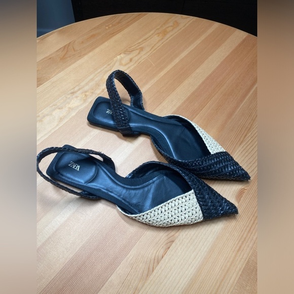 Zara Limited Edition Raffia Slingback Sandal Flats - Picture 4 of 7